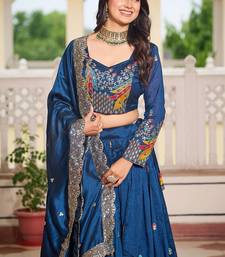 Dark Blue Silk Lehenga-free-size