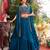Teal Blue silk-blend Lehenga-free-size