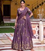 Light purple silk-blend Lehenga
