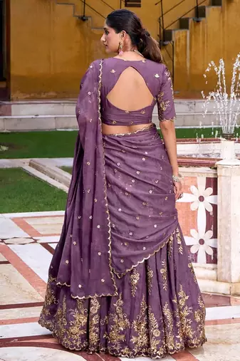 Light purple silk-blend Lehenga