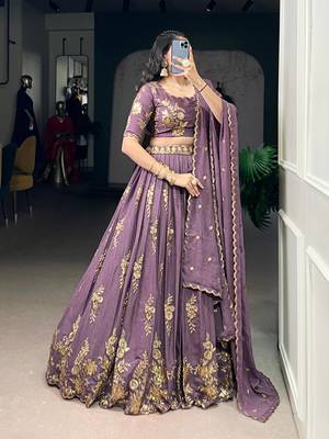 Light purple silk-blend Lehenga 3