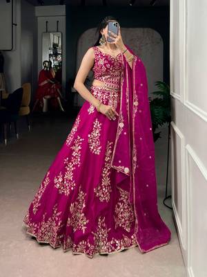 Rani Pink silk-blend Lehenga Set 1