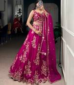 Rani Pink silk-blend Lehenga Set