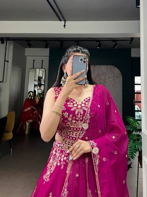 Rani Pink silk-blend Lehenga Set 3