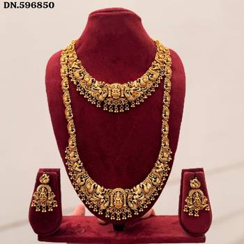 Handcrafted traditional gold-plated temple jewelry set | ethnic bridal lakshmi Necklace :: & earrings for women 4