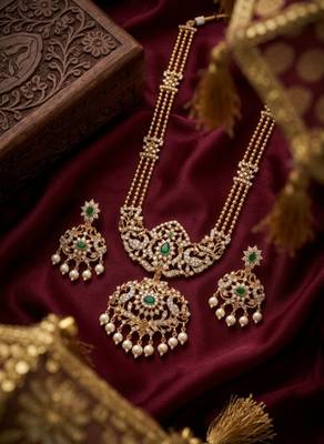 Handcrafted traditional gold-plated temple jewelry set | ethnic bridal lakshmi Necklace :: & earrings for women 1