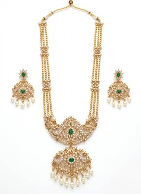 Handcrafted traditional gold-plated temple jewelry set | ethnic bridal lakshmi Necklace :: & earrings for women 2