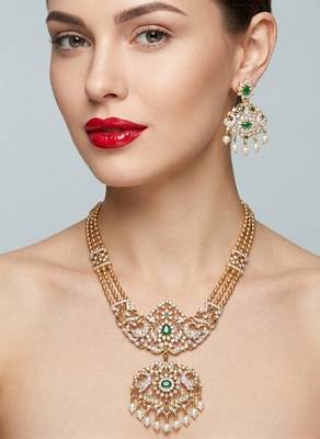 Handcrafted traditional gold-plated temple jewelry set | ethnic bridal lakshmi Necklace :: & earrings for women 3