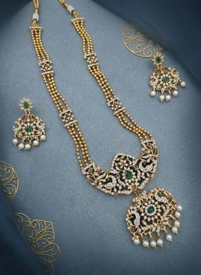 Handcrafted traditional gold-plated temple jewelry set | ethnic bridal lakshmi Necklace :: & earrings for women 4