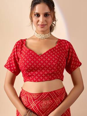 Red digital kalamkari print cotton silk festive elegent saree with blouse 5