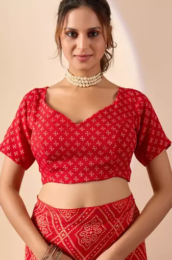 Red digital kalamkari print cotton silk festive elegent saree with blouse