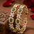 Exquisite emerald & diamond gold-plated floral kada bangles - handcrafted ethnic jewelry for weddings
