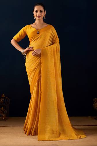 Yellow digital kalamkari print cotton silk festive elegent saree with blouse