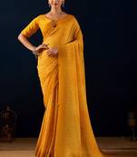 Yellow digital kalamkari print cotton silk festive elegent saree with blouse