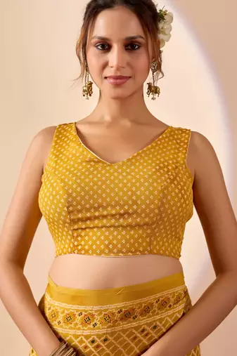yellow digital floral print chiffon festive ethnic saree with blouse