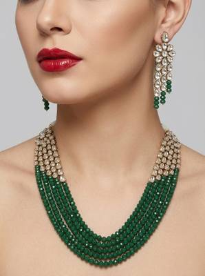Luxury kundan green crystal statement Necklace :: set | traditional indian wedding jewelry 1