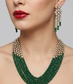 Luxury kundan green crystal statement Necklace :: set | traditional indian wedding jewelry
