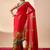 Red floral print georgette festive ethnic saree with blouse