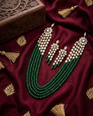 Luxury kundan green crystal statement Necklace :: set | traditional indian wedding jewelry 2