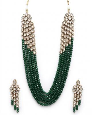 Luxury kundan green crystal statement Necklace :: set | traditional indian wedding jewelry 3