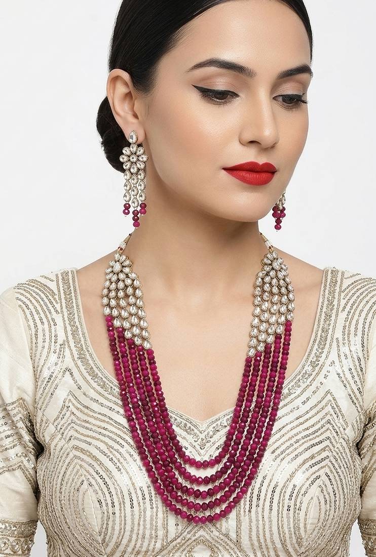 Luxury kundan multi crystal statement Necklace :: set | traditional indian wedding jewelry