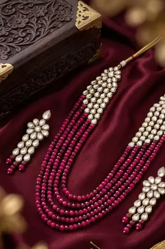 Luxury kundan multi crystal statement Necklace :: set | traditional indian wedding jewelry