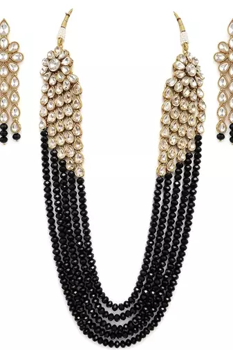 Luxury kundan black crystal statement Necklace :: set | traditional indian wedding jewelry