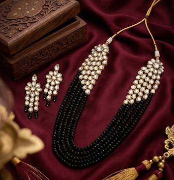 Luxury kundan black crystal statement Necklace :: set | traditional indian wedding jewelry 3