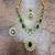 Elegant emerald green & gold-plated handcrafted indian bridal jewelry set - Necklace :: & earrings