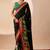Black floral print georgette festive ethnic saree with blouse
