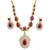 Elegant ruby & gold-plated handcrafted indian bridal jewelry set - Necklace :: & earrings