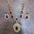 Elegant ruby & gold-plated handcrafted indian bridal jewelry set - Necklace :: & earrings