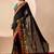 Black floral print georgette festive ethnic saree with blouse