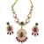 Elegant ruby- green & gold-plated handcrafted indian bridal jewelry set - Necklace :: & earrings