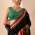 Black floral print georgette festive ethnic saree with blouse