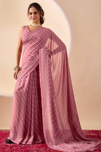 Purple digital kalamkari print cotton silk festive elegent saree with blouse