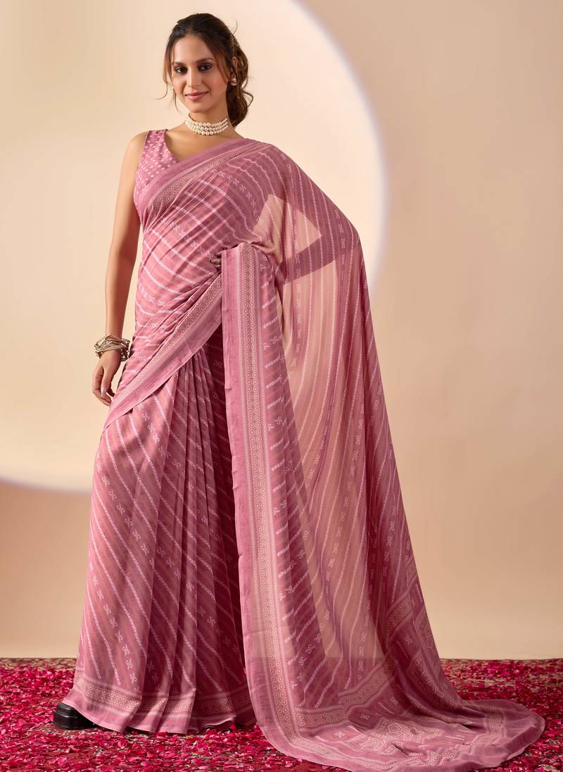 Purple digital kalamkari print cotton silk festive elegent saree with blouse