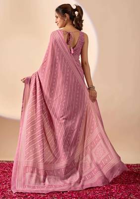 Purple digital kalamkari print cotton silk festive elegent saree with blouse 2