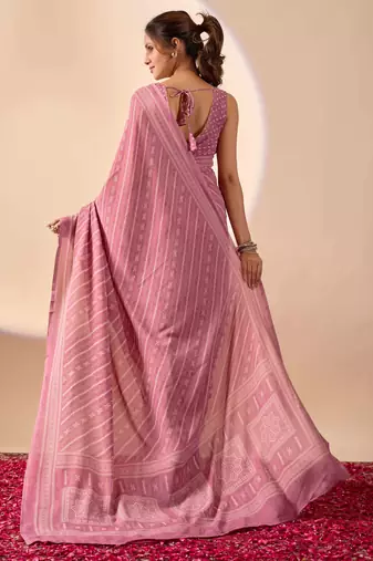 Purple digital kalamkari print cotton silk festive elegent saree with blouse
