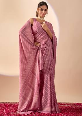 Purple digital kalamkari print cotton silk festive elegent saree with blouse 3