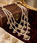 Traditional kundan & pearl layered Necklace :: set - handcrafted ethnic jewellery for weddings