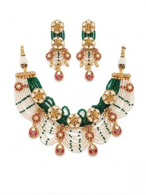 Exquisite kundan & pearl haar set: traditional gold-plated choker for weddings & festivals 3