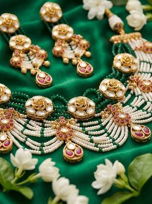 Exquisite kundan & pearl haar set: traditional gold-plated choker for weddings & festivals 4
