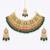 Exquisite gold-plated kundan bridal choker set with emerald green beads - traditional ethnic indian jewelry