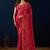 red digital floral print chiffon festive ethnic saree with blouse