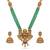 Antique gold-plated lakshmi pendant green bead Necklace :: set with jhumka earrings - traditional temple jewelry