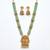 Traditional gold-plated temple jewelry set - handcrafted elephant motif green bead long Necklace :: & jhumka earrings