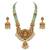Antique gold-plated lakshmi temple Necklace :: set with green beads and jhumkas