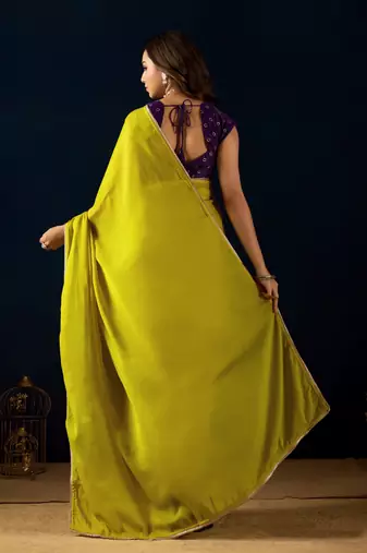 Olive ikat satin festive ethnic saree with boluse