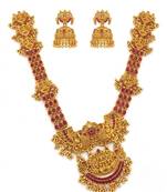 Stunning gold-plated temple jewelry set | traditional haram & jhumkas | bridal & festival wear